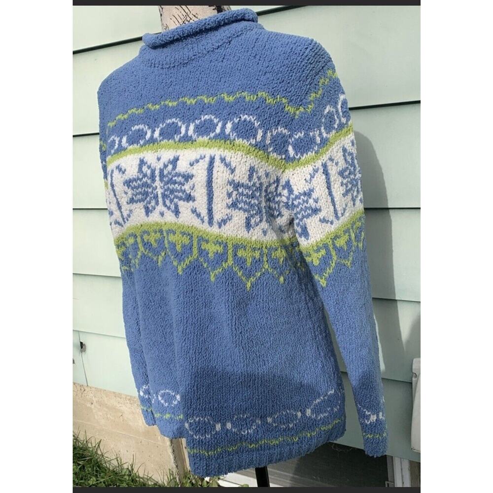 Vintage Yarnworks soft Fuzzy winter snowflake patterned mock neck sweater - Picture 4 of 8